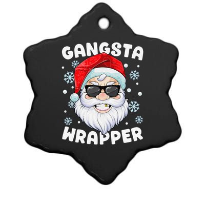 Gangsta Wrapper Santa Gangster Wrapper Funny Christmas Ceramic Star Ornament