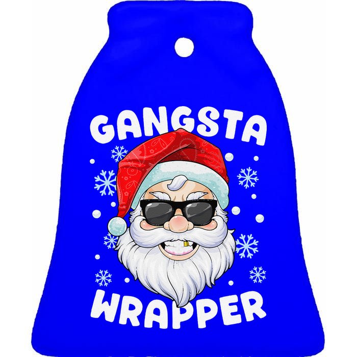 Gangsta Wrapper Santa Gangster Wrapper Funny Christmas Ceramic Bell Ornament