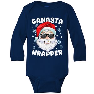 Gangsta Wrapper Santa Gangster Wrapper Funny Christmas Baby Long Sleeve Bodysuit