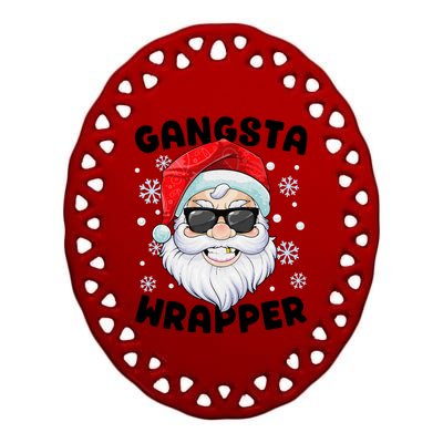 Gangsta Wrapper Santa Gangster Wrapper Funny Christmas Ceramic Oval Ornament