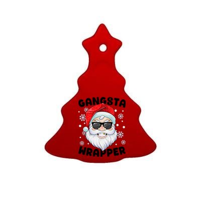 Gangsta Wrapper Santa Gangster Wrapper Funny Christmas Ceramic Tree Ornament