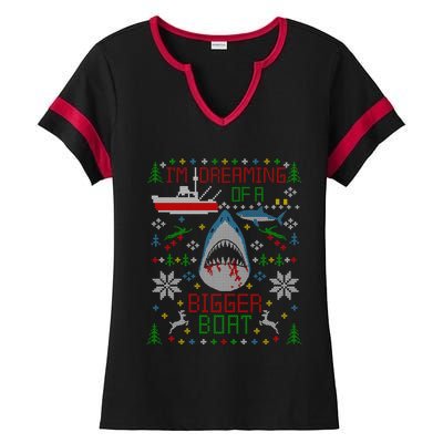 Great White Shark Fishing Ugly Christmas Sweater Party Gift Cool Gift Ladies Halftime Notch Neck Tee