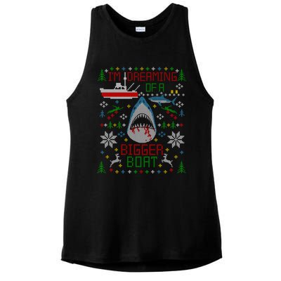 Great White Shark Fishing Ugly Christmas Sweater Party Gift Cool Gift Ladies PosiCharge Tri-Blend Wicking Tank