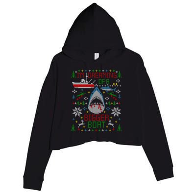 Great White Shark Fishing Ugly Christmas Sweater Party Gift Cool Gift Crop Fleece Hoodie