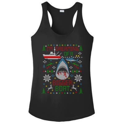 Great White Shark Fishing Ugly Christmas Sweater Party Gift Cool Gift Ladies PosiCharge Competitor Racerback Tank