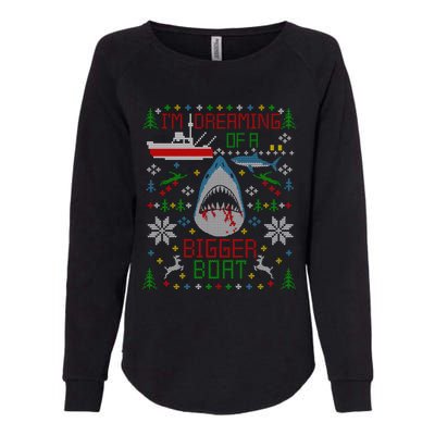 Great White Shark Fishing Ugly Christmas Sweater Party Gift Cool Gift Womens California Wash Sweatshirt