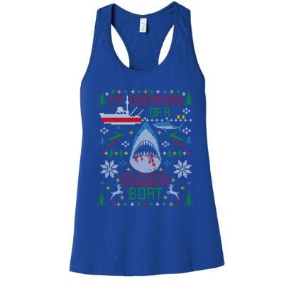 Great White Shark Fishing Ugly Christmas Sweater Party Gift Cool Gift Women's Racerback Tank