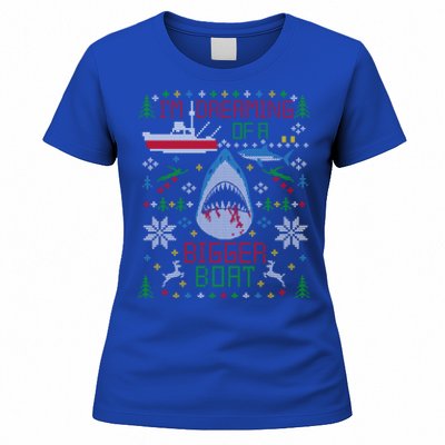 Great White Shark Fishing Ugly Christmas Sweater Party Gift Cool Gift Women's T-Shirt