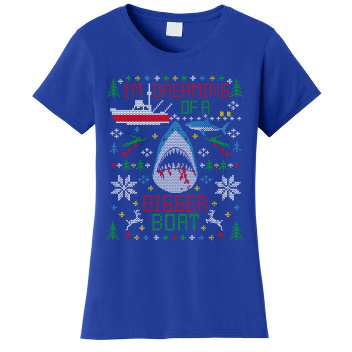 Great White Shark Fishing Ugly Christmas Sweater Party Gift Cool Gift Women's T-Shirt