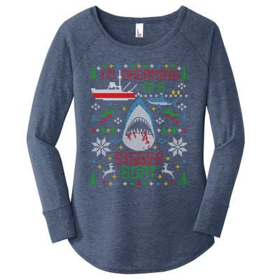 Great White Shark Fishing Ugly Christmas Sweater Party Gift Cool Gift Women's Perfect Tri Tunic Long Sleeve Shirt