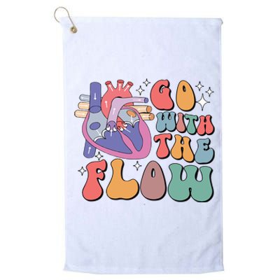 Go With The Flow Retro Cvicu Cardiac Nurse Heart Flow Platinum Collection Golf Towel