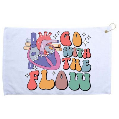 Go With The Flow Retro Cvicu Cardiac Nurse Heart Flow Grommeted Golf Towel