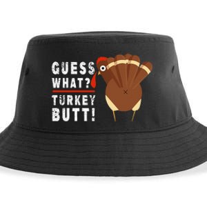 Guess What Turkey Pilgrim Funny Thanksgiving Sustainable Bucket Hat