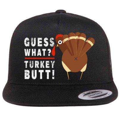 Guess What Turkey Pilgrim Funny Thanksgiving Flat Bill Trucker Hat