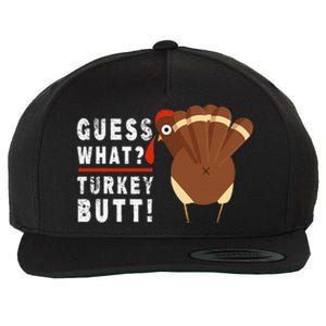 Guess What Turkey Pilgrim Funny Thanksgiving Wool Snapback Cap