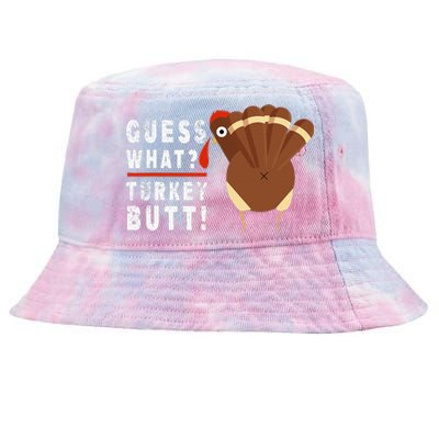 Guess What Turkey Pilgrim Funny Thanksgiving Tie-Dyed Bucket Hat