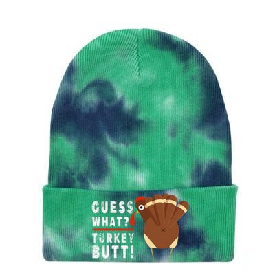 Guess What Turkey Pilgrim Funny Thanksgiving Tie Dye 12in Knit Beanie