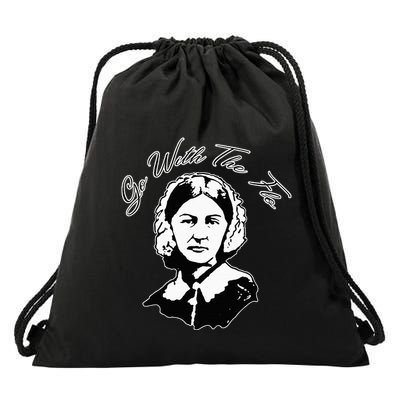 Go With The Flo Florence Nightingale Funny Nurse Drawstring Bag