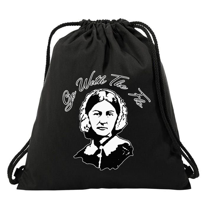 Go With The Flo Florence Nightingale Funny Nurse Drawstring Bag