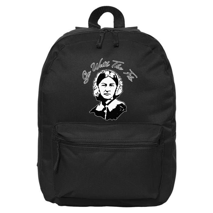 Go With The Flo Florence Nightingale Funny Nurse 16 in Basic Backpack