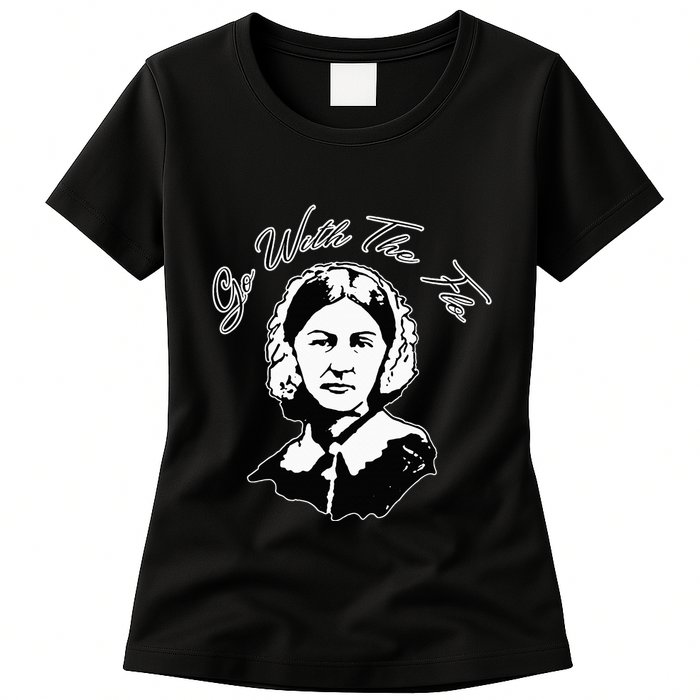 Go With The Flo Florence Nightingale Funny Nurse Womens T-Shirt