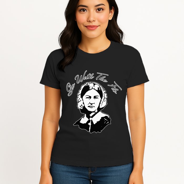 Go With The Flo Florence Nightingale Funny Nurse Womens T-Shirt