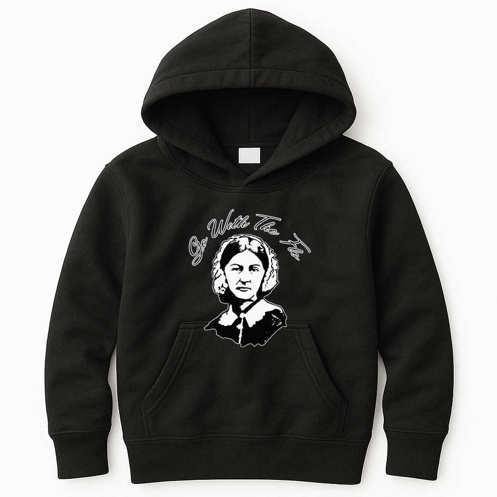 Go With The Flo Florence Nightingale Funny Nurse Kids Hoodie