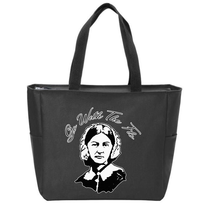 Go With The Flo Florence Nightingale Funny Nurse Zip Tote Bag