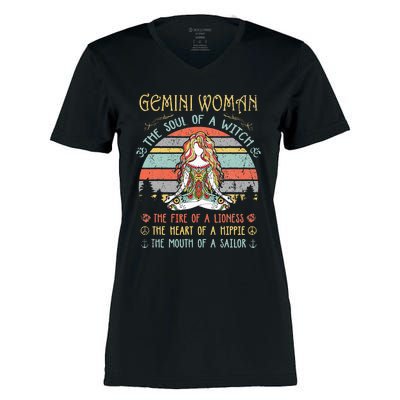 Gemini Woman The Soul Of A Witch Vintage Birthday Women's Momentum V-Neck T-Shirt