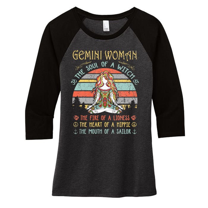 Gemini Woman The Soul Of A Witch Vintage Birthday Women's Tri-Blend 3/4-Sleeve Raglan Shirt