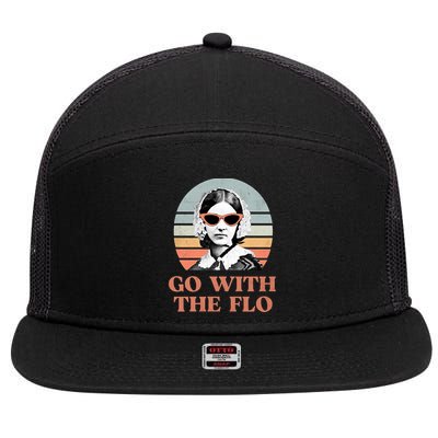 Go With The Flo Funny Nursing 7 Panel Mesh Trucker Snapback Hat