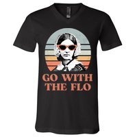 Go With The Flo Funny Nursing V-Neck T-Shirt