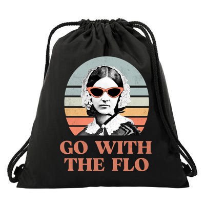 Go With The Flo Funny Nursing Drawstring Bag