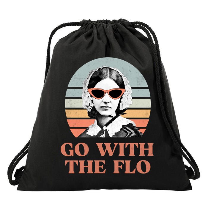 Go With The Flo Funny Nursing Drawstring Bag