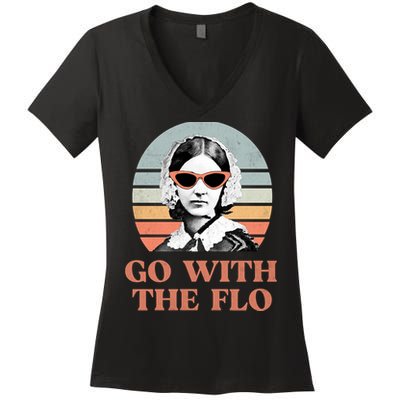 Go With The Flo Funny Nursing Women's V-Neck T-Shirt