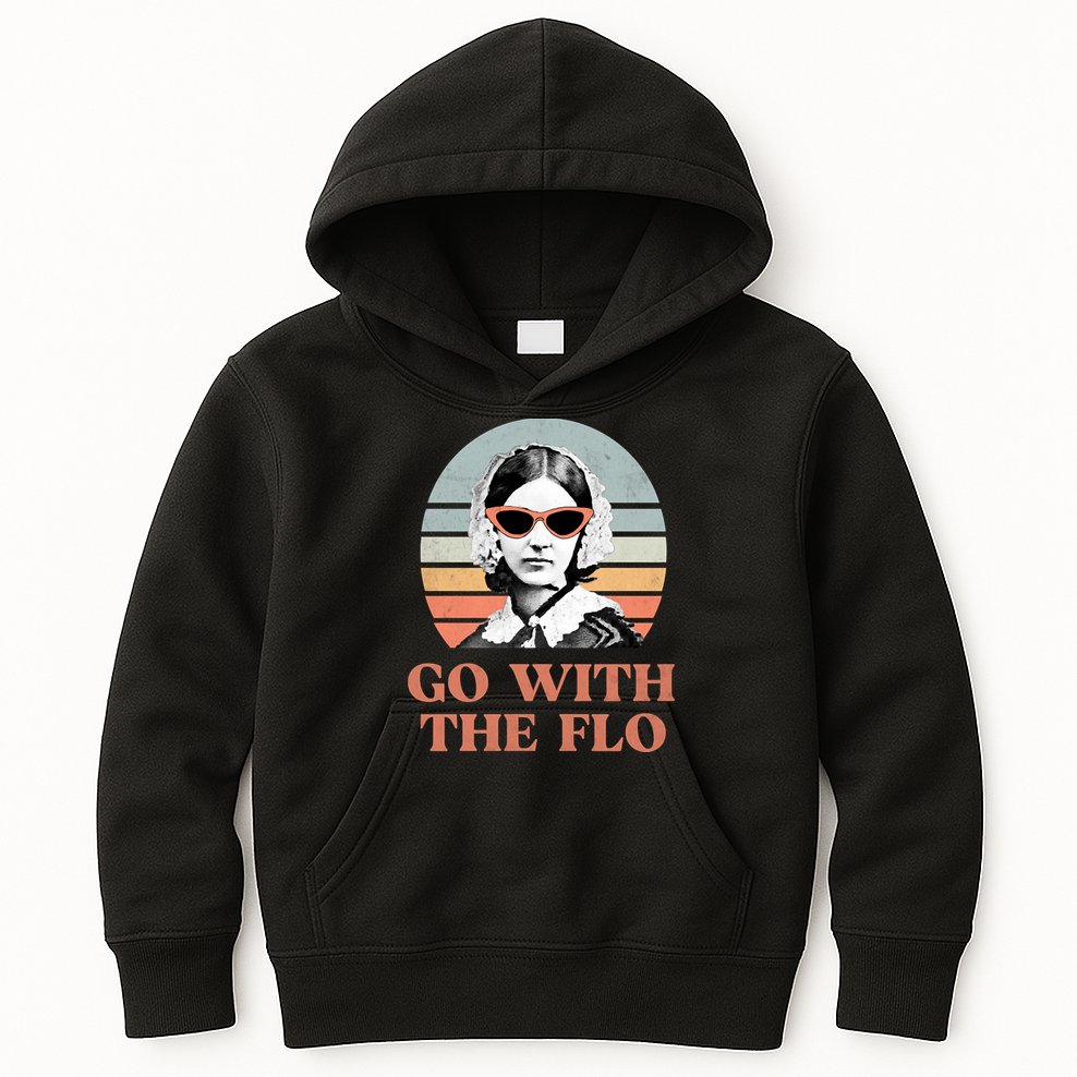 Go With The Flo Funny Nursing Kids Hoodie