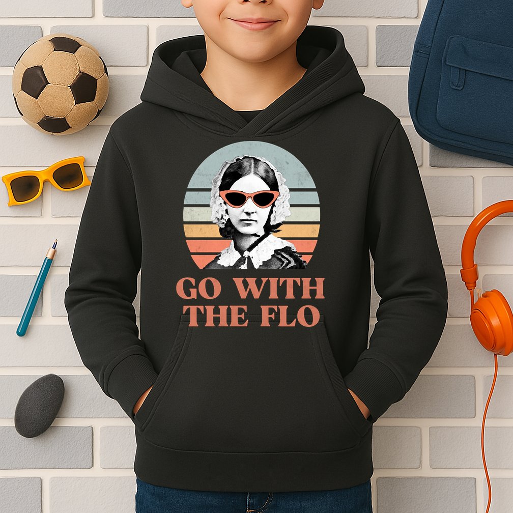 Go With The Flo Funny Nursing Kids Hoodie