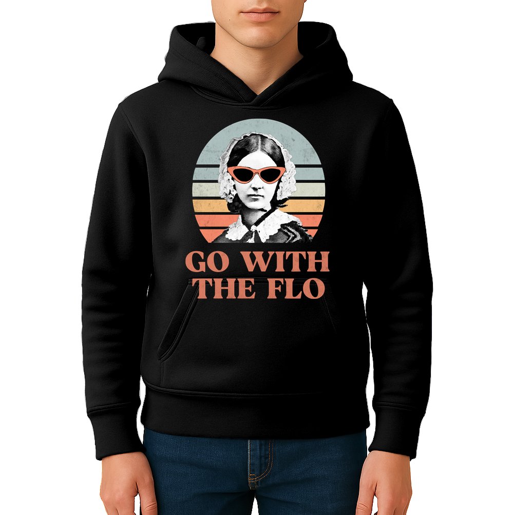 Go With The Flo Funny Nursing Kids Hoodie