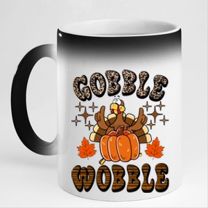 Gooble Wobble Turkey Thanksgiving Holiday Cheetah 11oz Black Color Changing Mug