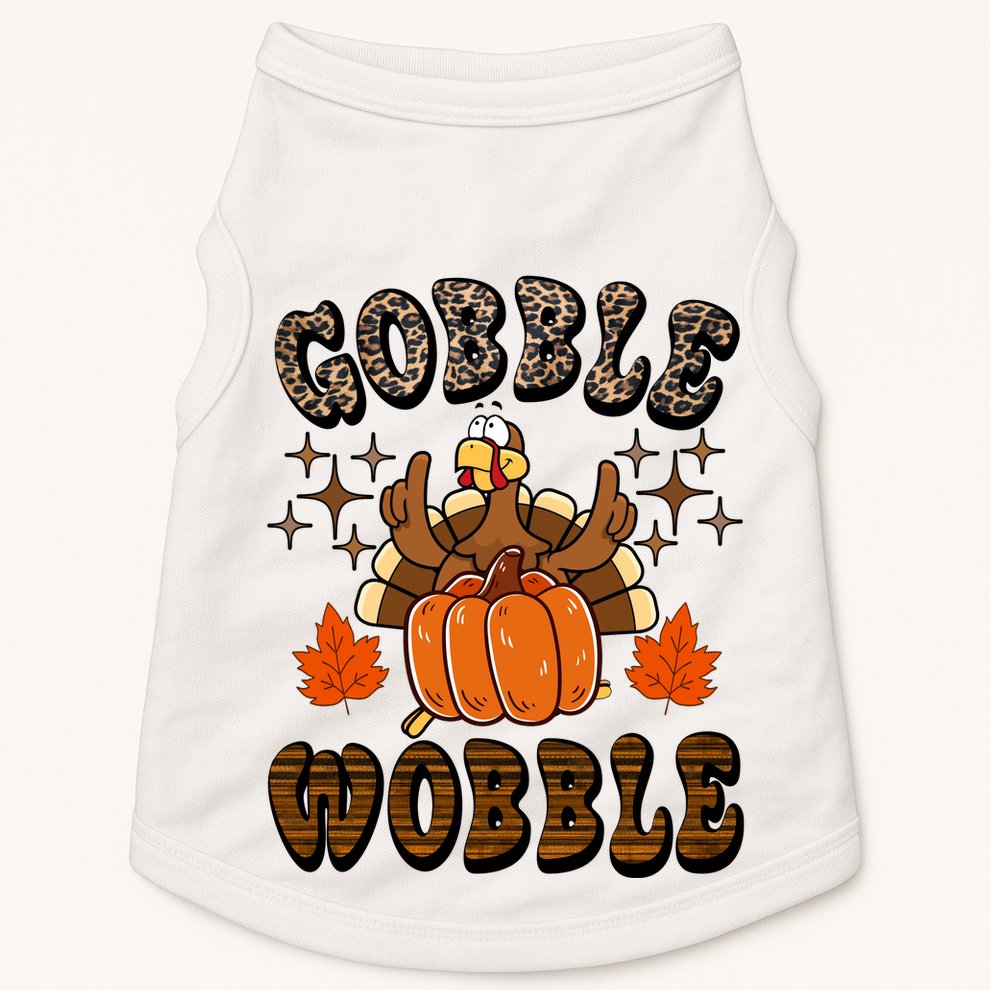 Gooble Wobble Turkey Thanksgiving Holiday Cheetah Doggie Tank