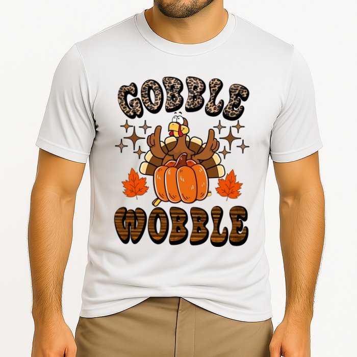 Gooble Wobble Turkey Thanksgiving Holiday Cheetah Cooling Performance Crew T-Shirt