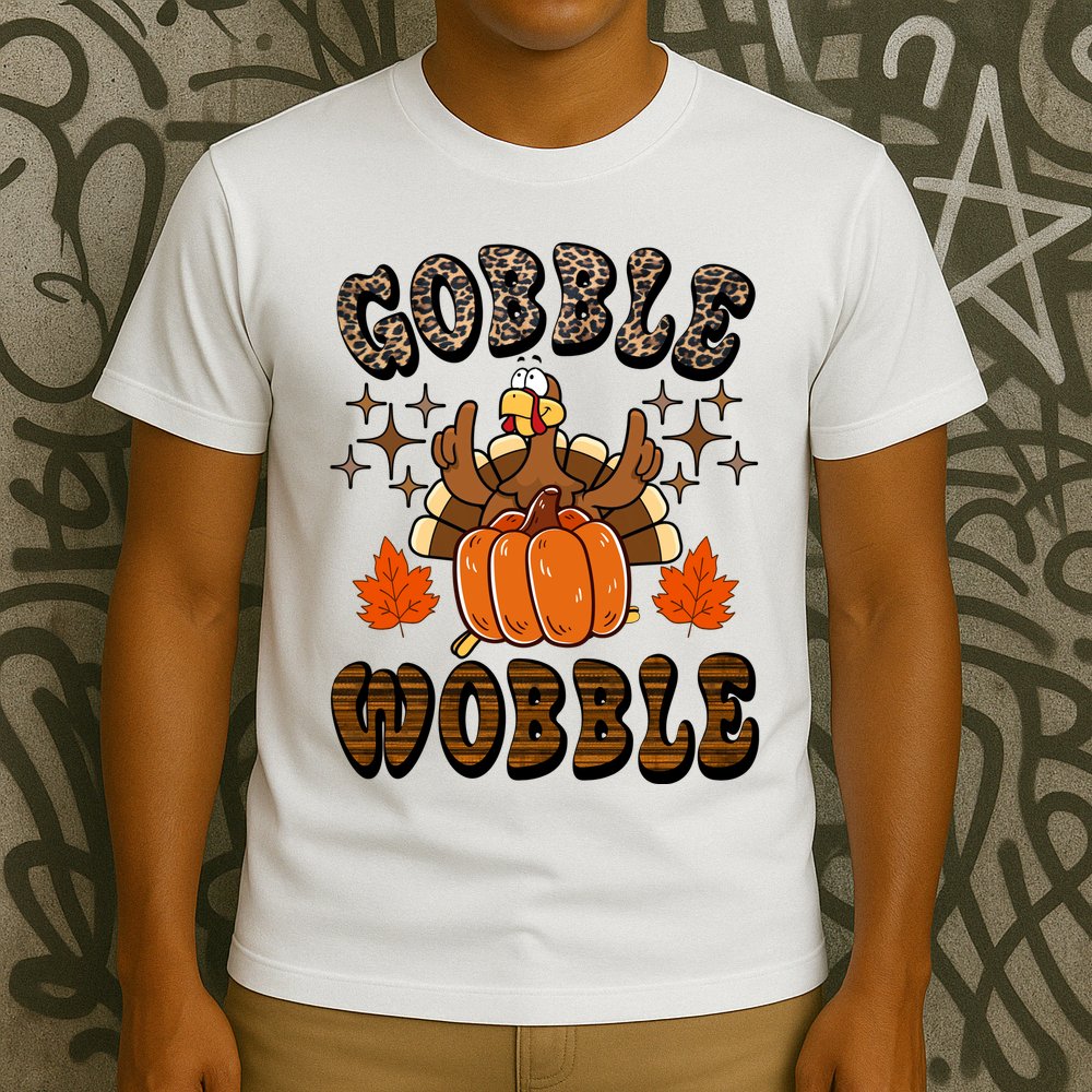 Gooble Wobble Turkey Thanksgiving Holiday Cheetah T-Shirt