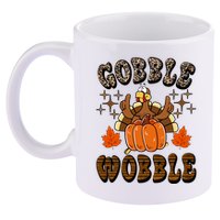 Gooble Wobble Turkey Thanksgiving Holiday Cheetah 11oz C Handle Ceramic Mug