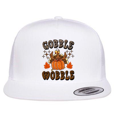 Gooble Wobble Turkey Thanksgiving Holiday Cheetah Flat Bill Trucker Hat