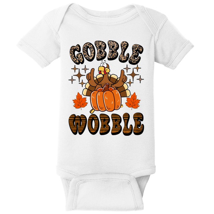 Gooble Wobble Turkey Thanksgiving Holiday Cheetah Baby Bodysuit