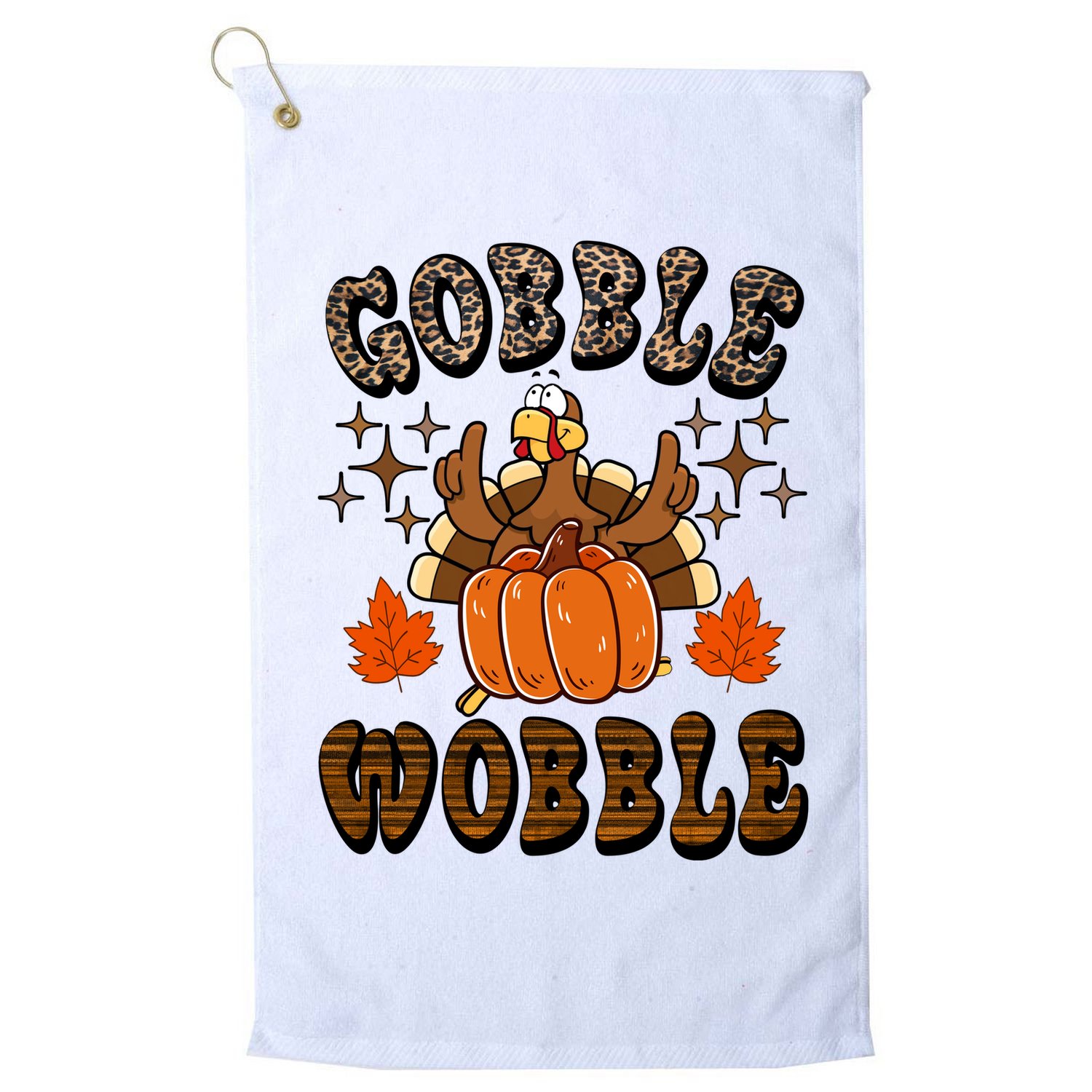 Gooble Wobble Turkey Thanksgiving Holiday Cheetah Golf Towel