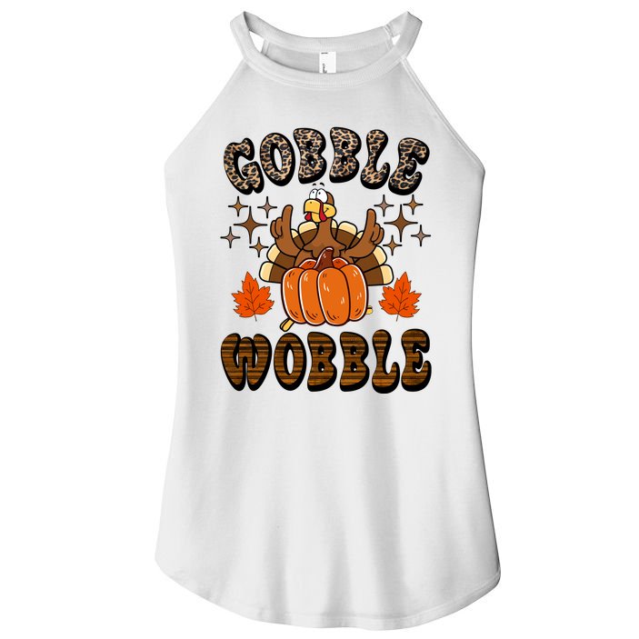 Gooble Wobble Turkey Thanksgiving Holiday Cheetah Women's Perfect Tri Rocker Tank
