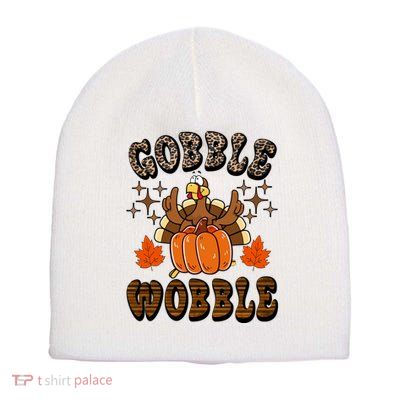 Gooble Wobble Turkey Thanksgiving Holiday Cheetah Short Acrylic Beanie