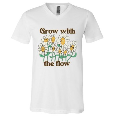 Grow With The Flow Flowers V-Neck T-Shirt