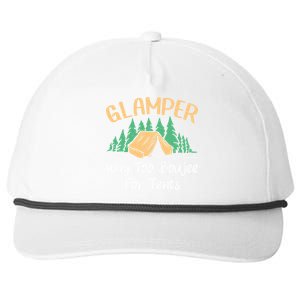 Glamper Way Too Boujee For Tents Funny Glamping Great Gift Snapback Five-Panel Rope Hat